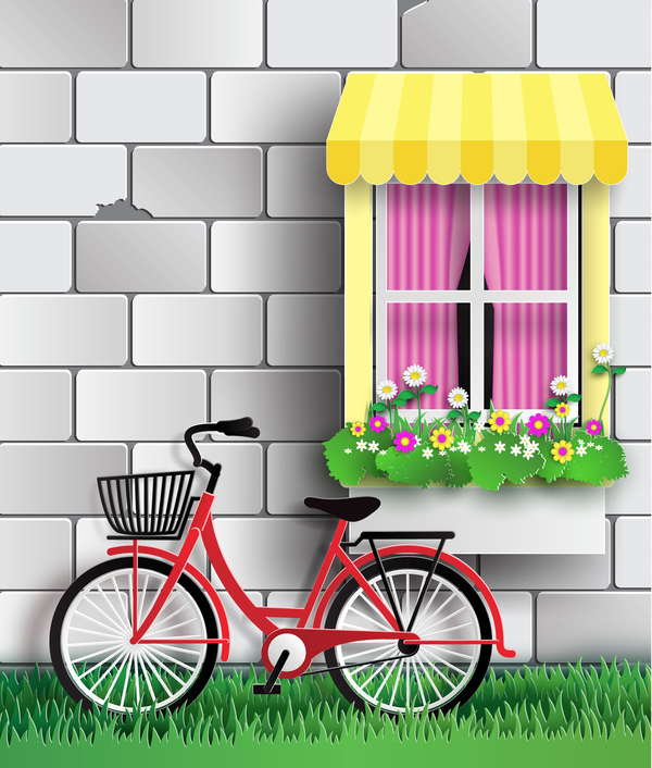 Wand mit Fahrradvektor Wand Fahrrad   
