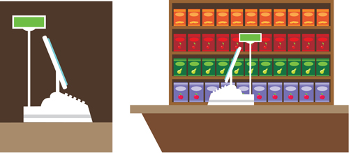 Supermarkt-Schaufenster und Lebensmittel-Vektor-Set 01 Supermarkt showcase Lebensmittel 2015   