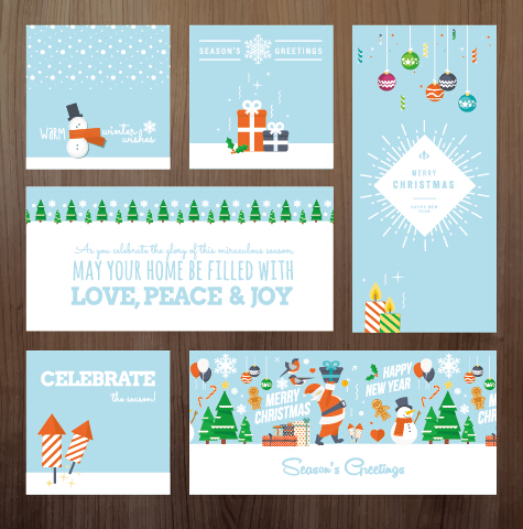 2015 Noël et nouvelle année cartes de voeux Kit vecteur 01 voeux nouvel an Noël kit cartes 2015   
