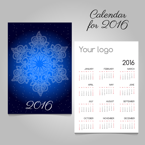 2016 calendriers avec cartes de Noël vecteur ensemble 02 Noël cartes calendriers 2016   