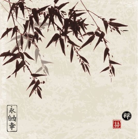 竹中国ウォッシュ塗装ベクター01 絵画 竹 洗濯 中国   