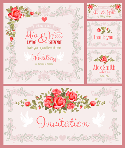 美しい花の結婚式のカード vecors 02 花 美しい 結婚式のカード 結婚式 カード   