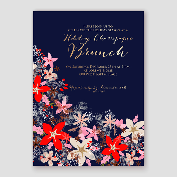 Blaue Hochzeitskarten-Vorlage mit elegantem Blumenvektor 21 Karten Hochzeit elegant Blume Blau   