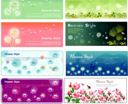 Helle Anlagen Banner Vektor-Set Pflanzen Hintergrund bright banner   