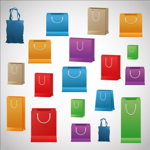 Farbige Einkaufstaschen Illustrationsvektor 08 Taschen shopping illustration farbig   