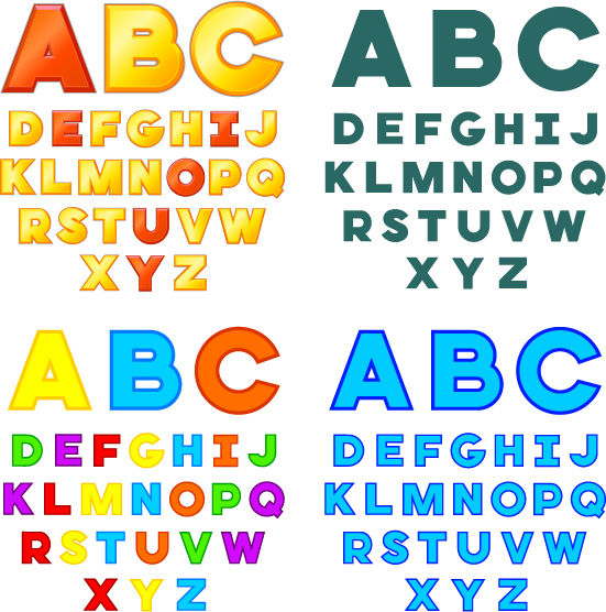 Bunte Alphabets Vektor-Set 01 Bunt Alphabete   