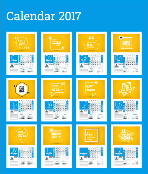 Common 2017 modèle de calendrier mural vecteur 14 mûr commun calendrier 2017   