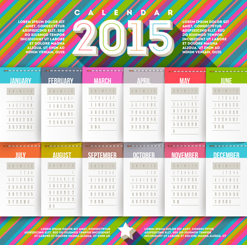 Kreativer Kalender 2015 Vektordesign Set 01 Kreativ Kalender 2015   