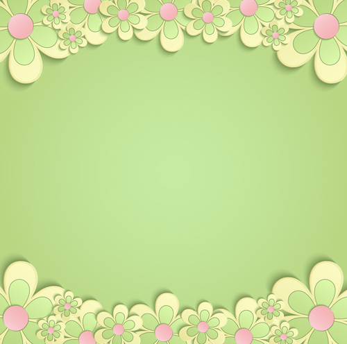 緑の背景ベクトルとかわいい紙の花 花 背景 緑 紙 かわいい   