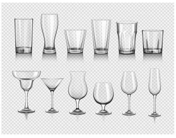 Vecteur différent de tasse de verre d’illustration verre different Coupe   