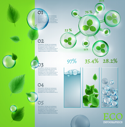 Öko-Infografik und hinterlässt Blasenvektor 08 Öko Infografik Blätter Blase   