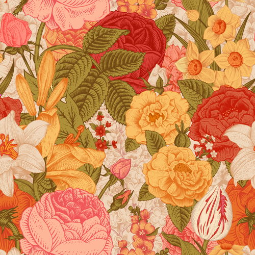 Élégant rétro floral vecteur seamless pattern 05 sans soudure police rétro motif floral elegant   