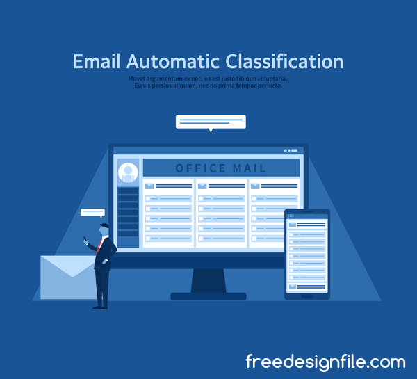 Vecteur de fond d’affaires automatique de classification d’email email classification Automatique Affaires   
