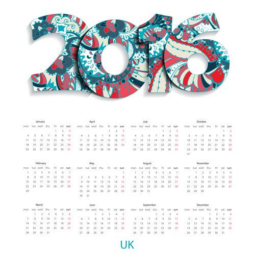 Motif floral calendrier 2016 vecteur 01 motif floral motif calendrier   
