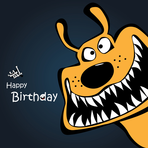 誕生日カードを持つ面白い漫画のキャラクターセットベクトル05 面白い 誕生日カード 誕生日 漫画 文字   