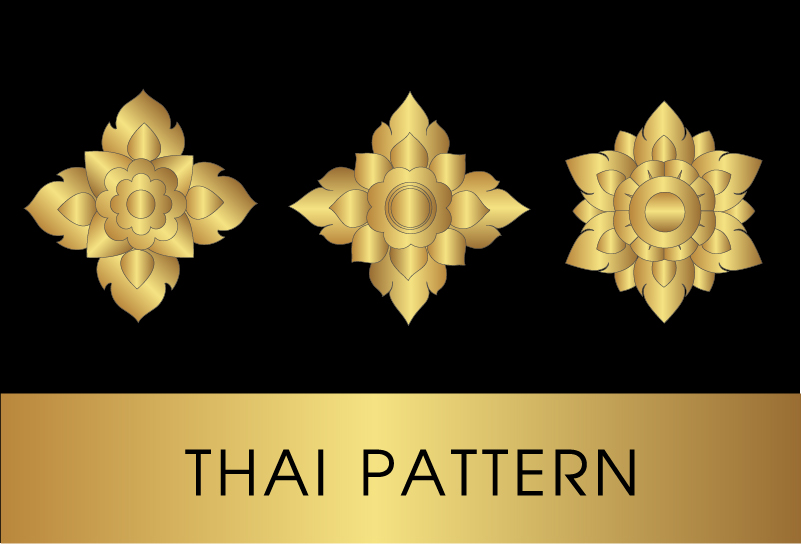 Goldene Thai-Ornamente Kunstvektormaterial 04 thai Ornamente golden   