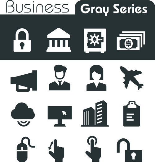 Série grise icônes sociales vecteur ensemble 04 social icons social Serie icône gris   
