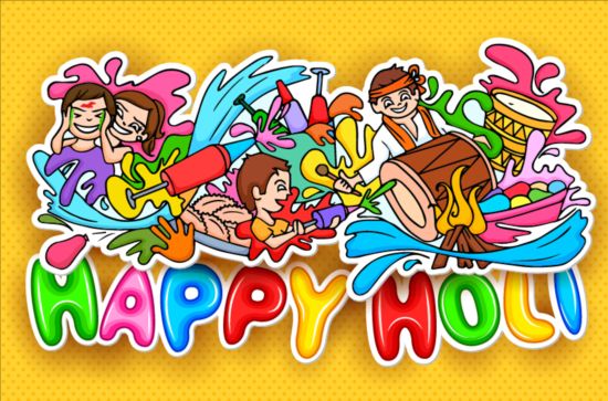 Happy Holi Doodle vecteur de conception holi happy doodle   