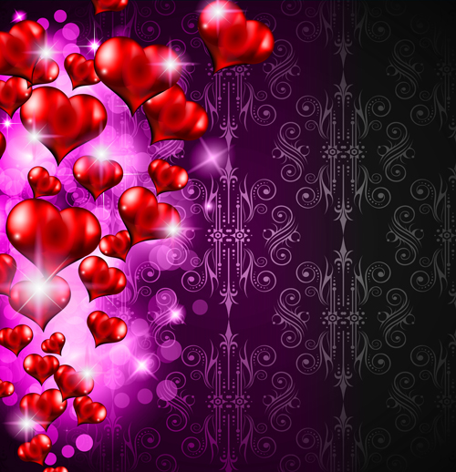 Herzhängende Ornamente mit Valentinstag Karten Vektor 05 Valentine tag Ornamente Karten Herz Hängung   