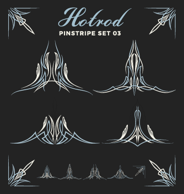 Hotrod Pinstripe Vektorabbildung set 03 Pinstrip hotrod   