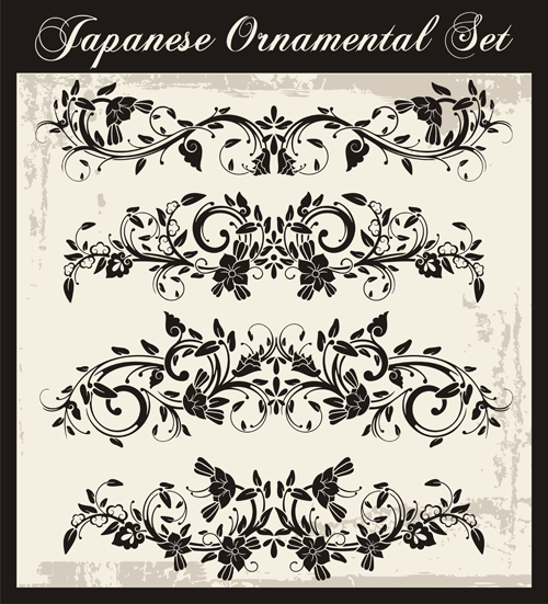 Styles japonais ornements Design vector set 09 styles ornements japonais design   
