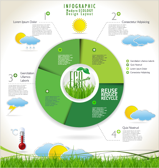 Moderne Ökologie-Infografiken grüner Schablone Vektor 23 Vorlage Ökologie modern Infografik   