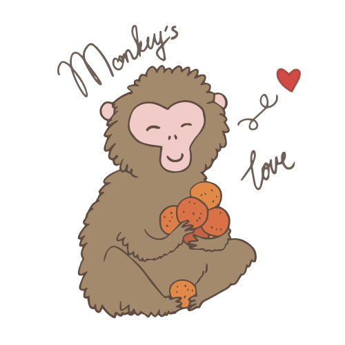 Affe mit Liebesherz Vektor Liebe Herz Affe   