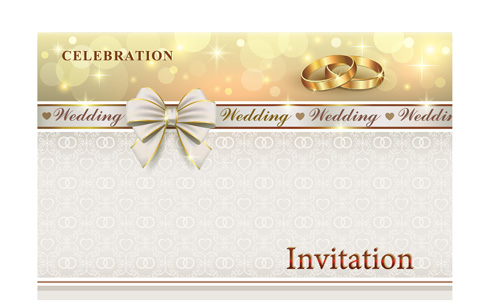ゴールドリングベクトルと華やかな結婚式の招待状 金 華やかな 結婚式 招待状 リング   
