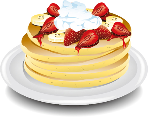 ストロベリーベクター素材のパンケーキ01 パンケーキ イチゴ   