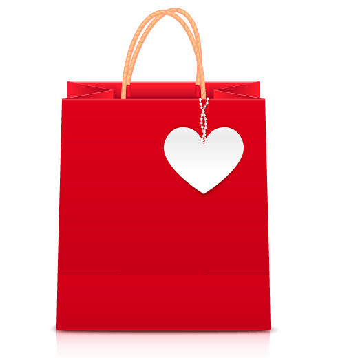 Sac à provisions rouge avec vecteur de coeur shopping bag shopping coeur   
