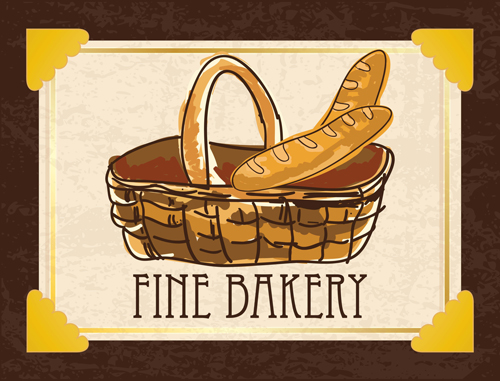 Retro-Bäckerlebenhintergrund Vektoren setzen 06 Retro-Schrift Hintergrundvektor Hintergrund Bäckerei   