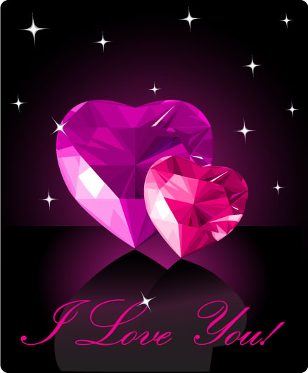 Leuchtende Diamant-Herz-Valentinstag Karten Vektor 05 Valentinstag tag Karten Herz glänzend Diamant   