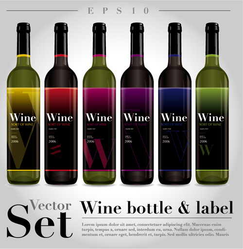 Vector Weinflasche Designmaterial Set 04 Wein material Flasche design   