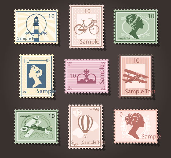 Vintage Briefmarken Beispiel Vektorgrafik Stempel Probe Jahrgang   