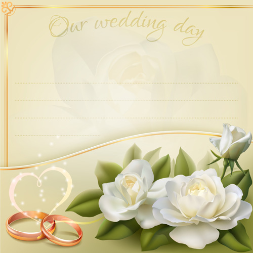 Fleurs blanches avec des cartes d’invitation de mariage vecteur mariage invitation fleurs cartes blanc   