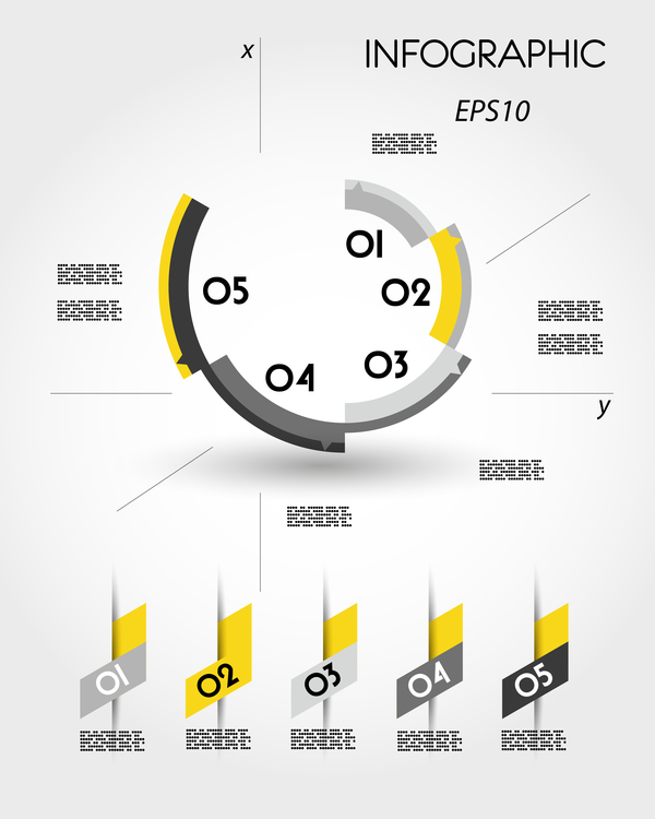 黄色と黒のインフォグラフィックベクターテンプレートセット17 ブラック インフォグラフィック イエロー   