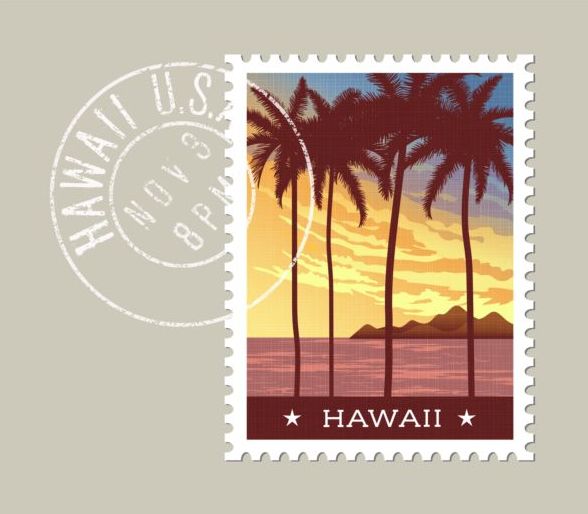 Hawaii timbre-poste modèle vecteur timbre Hawaii affranchissement   