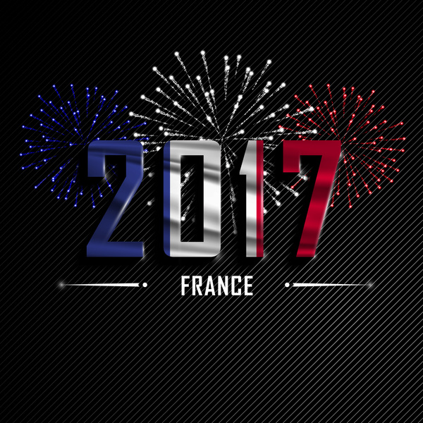 2017 Neujahr Frankreich Vektorhintergrund Neujahr Jahr Frankreich 2017   