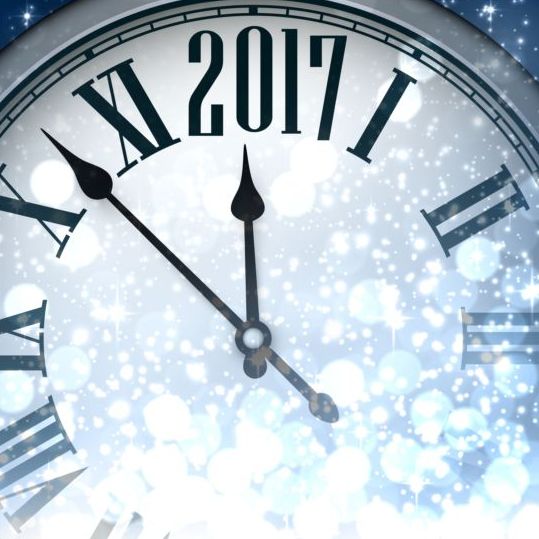 2017 Neujahrshintergrund mit Kuhler-Uhrenvektor Set 07 Uhr Sphären Neu Jahr 2017   