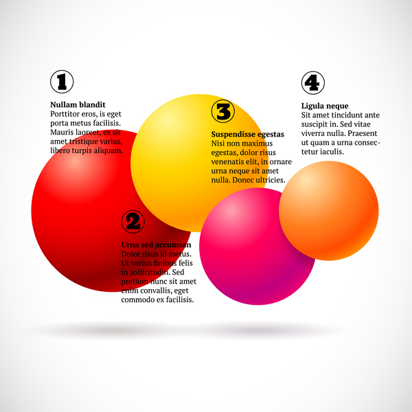 3D-farbige Kugeln mit nummerierten Infografie-Vektor 03 nummeriert Kugeln infographisch farbig   