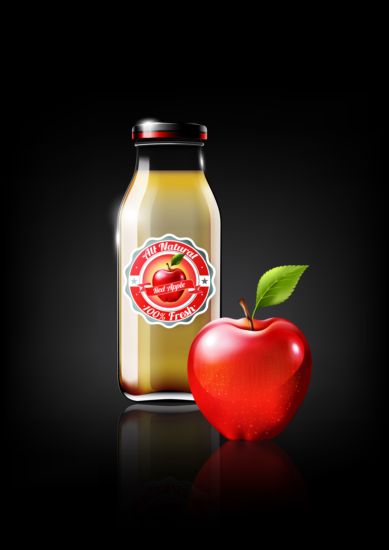 りんごジュースとガラス瓶のベクター リンゴ ボトル シューズ ガラス   