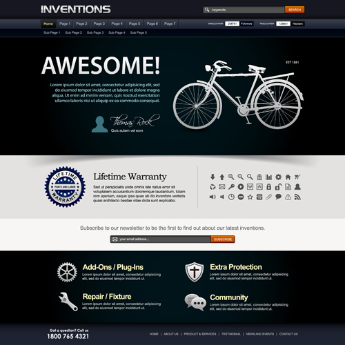 自転車ウェブサイトテンプレートベクター素材01 自転車 材料 テンプレート ウェブサイト   