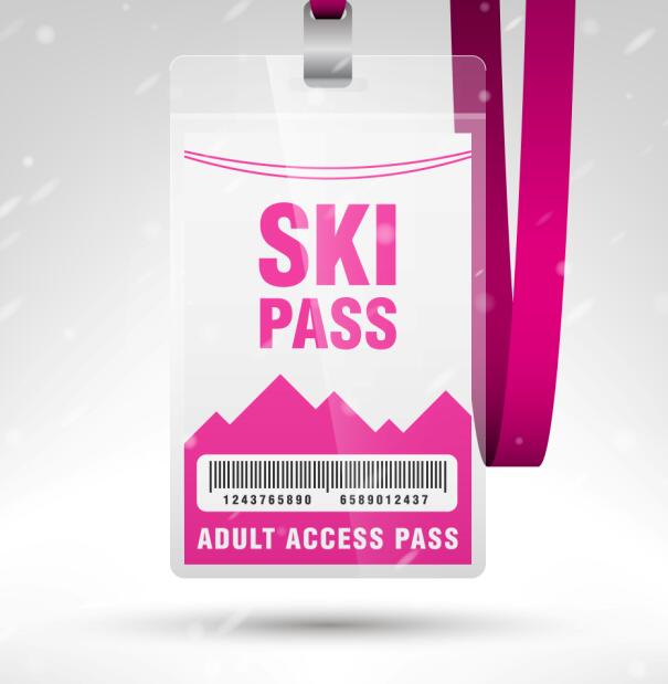 Vecteur de modèle de passe d’accès au SKI blanc 10 ski pass blank Accès   