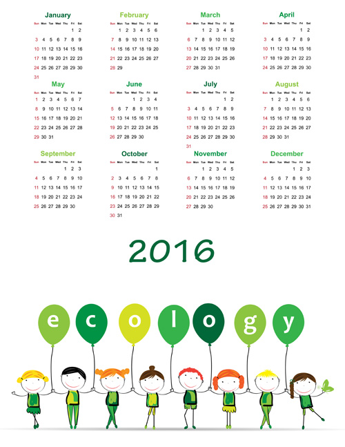 カレンダー2016キッズ漫画オブジェクトベクトル04 漫画 子供 カレンダー オブジェクト   
