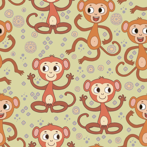 Cartoon singe vecteur Seamless patterns 07 seamless patterns monkey cartoon   