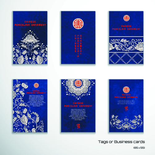 Chinesische Porzellan-Ornamentkarten Vektor 02 Porzellan ornament Karte Chinesisch   