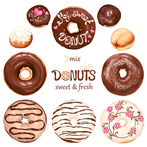 Niedliche Donuts Design-Vektoren 03 donuts design cute   