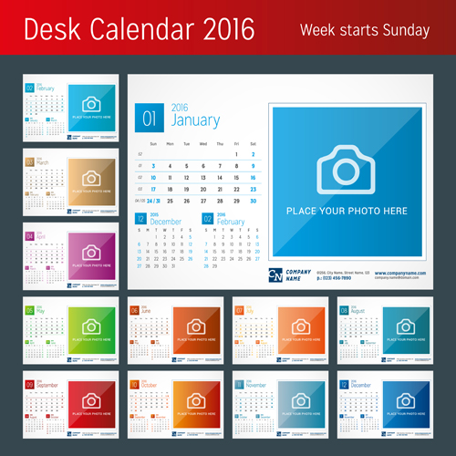 Schreibkalender 2016 mit Ihrem Foto-Vektor 02 Schreibtischkalender Foto 2016   