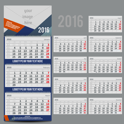 卓上カレンダーテンプレート2016ベクトル材料02 卓上カレンダー テンプレート カレンダー 2016   