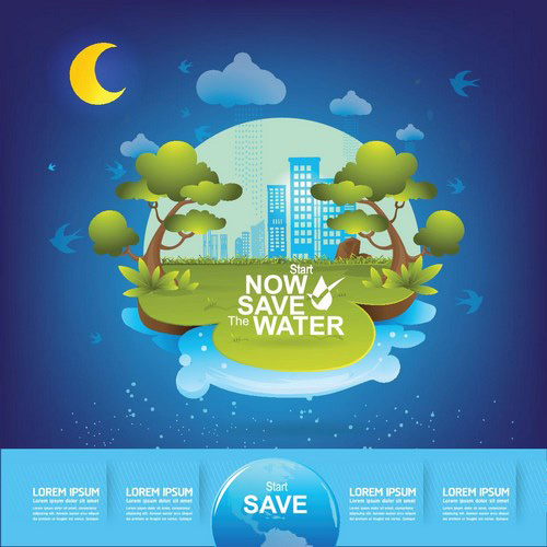 節水のためのエコライフテンプレートベクター02 水 保存 ライフ テンプレート エコ   
